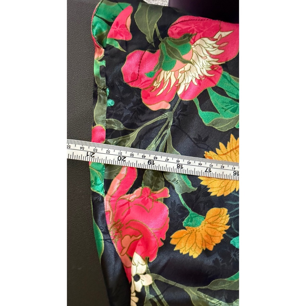 Zara Oriental Crane Floral Satin Mini Dress Large Cheongsam Qipao Mandarin - Picture 14 of 16